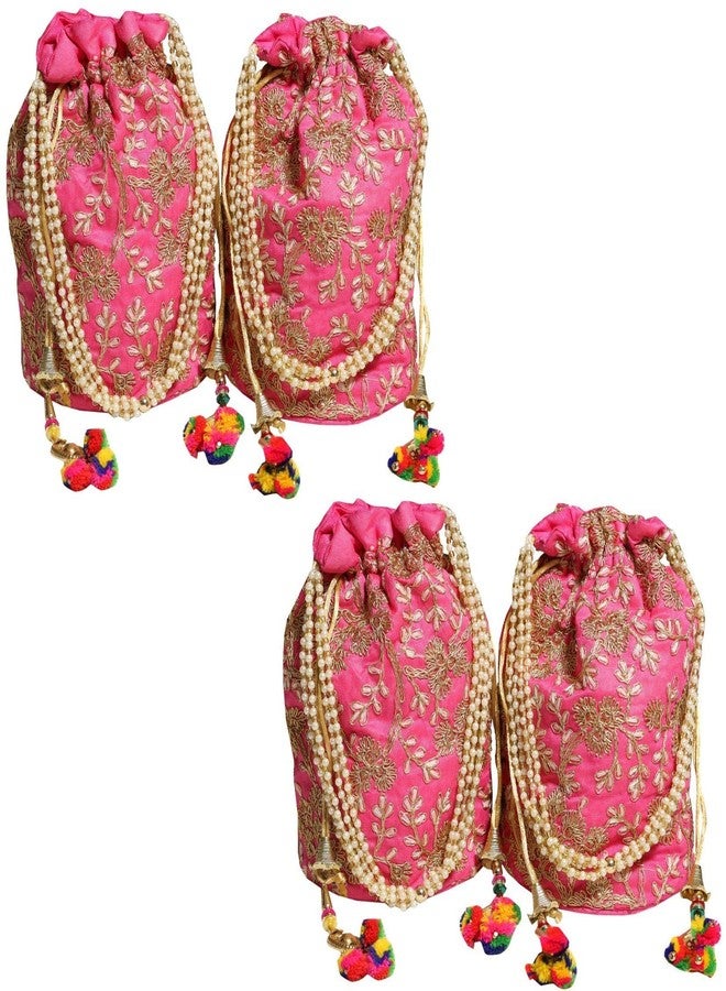 FLIHAUT® Beautiful Ethnic Potli Bag with Beadwork for Women, Girls, Weddings, Return Gift, Parties Pack of 4 - Image 1
